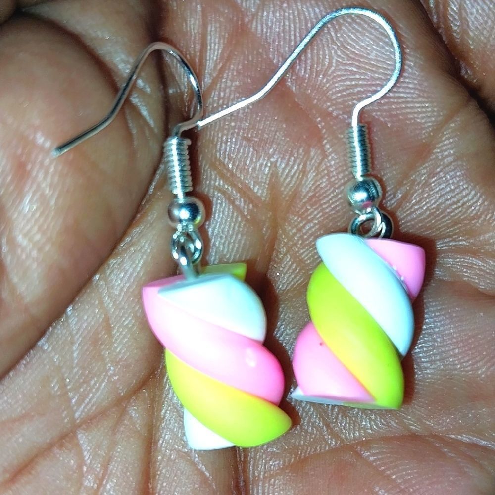 Hand crafted marshmallow dangle earrings